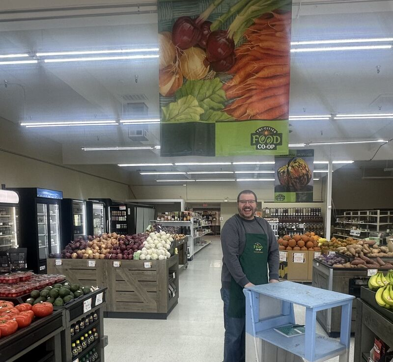 Jeremy Filbert volunteering at Tri-Cities Food Co-op